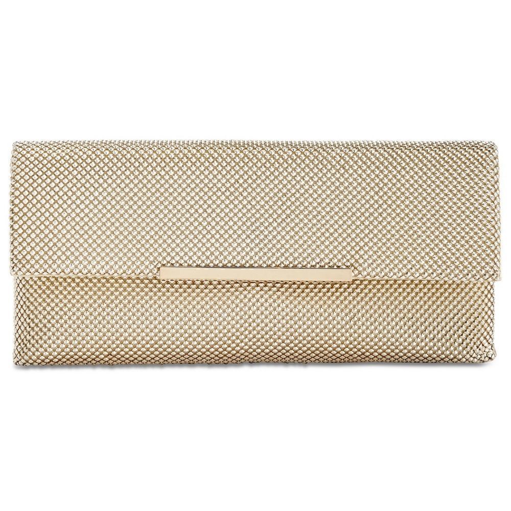 NWT Hether Shiny Mesh Clutch light gold